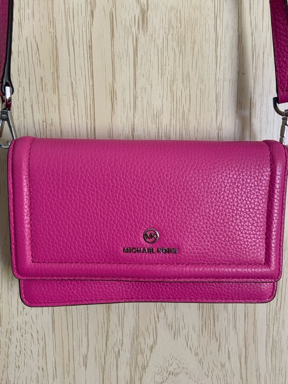 MICHAEL MICHAEL KORS Jet Set Small Pebbled Leather Convertible Crossbody PINK